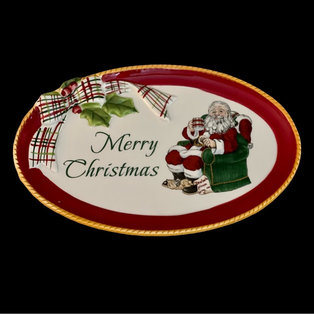 Fitz and Floyd “Dear Santa” Sentiment Tray 9” x 6”.